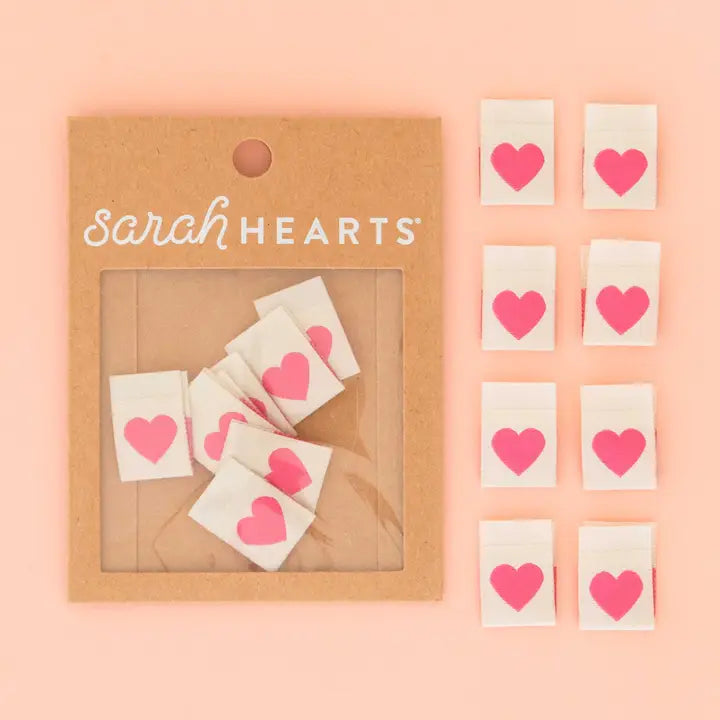 Pink Heart - Sewing Woven Quilt and Garment Labels