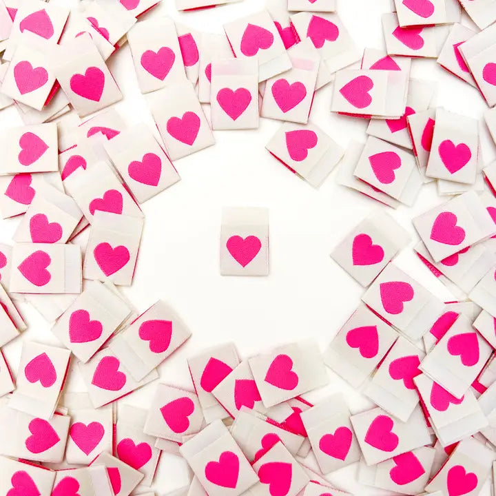 Pink Heart - Sewing Woven Quilt and Garment Labels