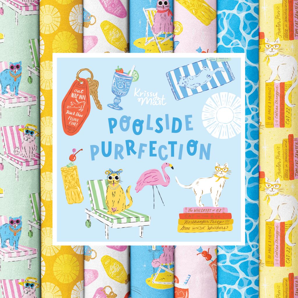 PREORDER - Charm Pack 5x5s - Poolside Purrfection - Cloud9