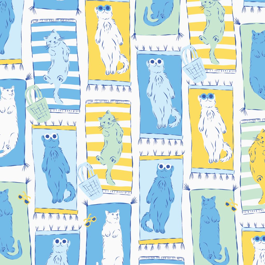 PREORDER - Charm Pack 5x5s - Poolside Purrfection - Cloud9