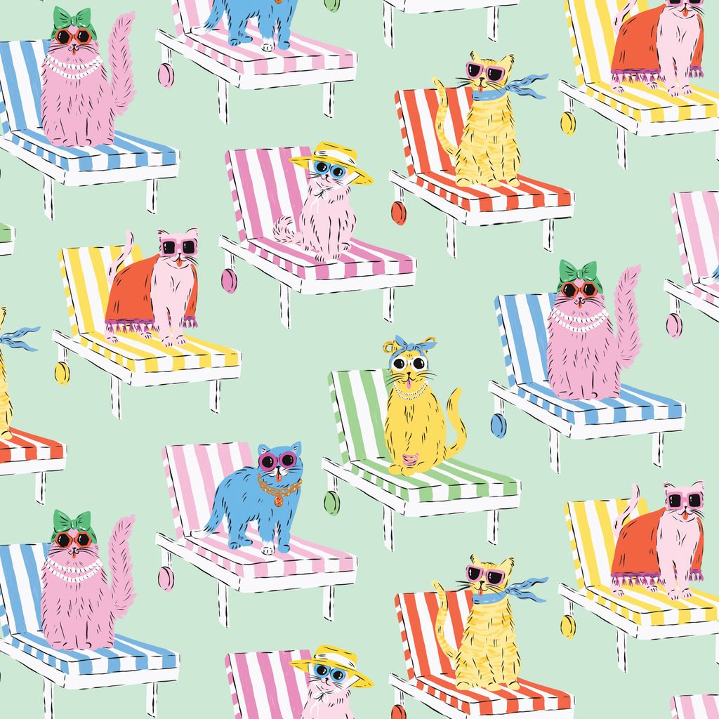 PREORDER - Charm Pack 5x5s - Poolside Purrfection - Cloud9