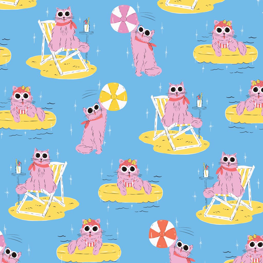 PREORDER - Charm Pack 5x5s - Poolside Purrfection - Cloud9