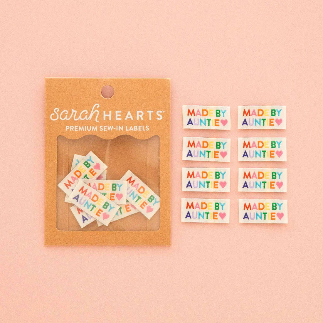 Made by Auntie Rainbow Woven Sewing Label - Woven Sewing Labels