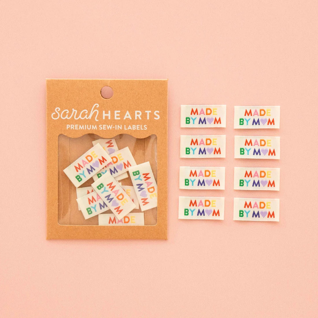 Made by Mom Rainbow Woven Sewing Label - Woven Sewing Labels