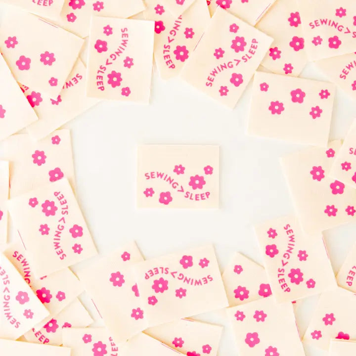 Sewing > Sleep - Pink - Sewing Woven Clothing and Quilt Labels