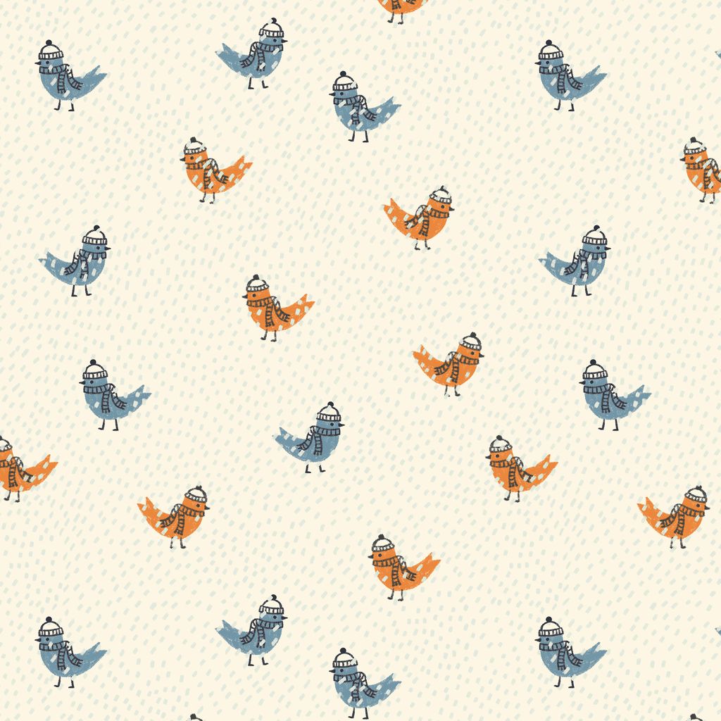 Birdie Flurry - Ivory - Snow Friends - Cloud9 Fabrics