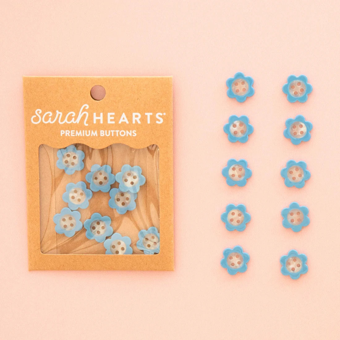 Blue Daisy Buttons - Small 5/8"
