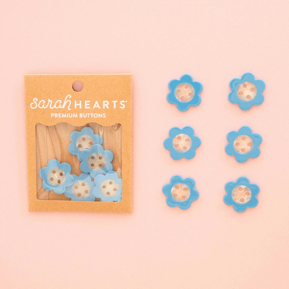 Blue Daisy Buttons - Large 1"