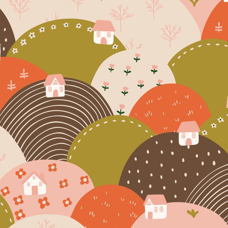 Patchwork Hills - Pink/Brown - It Was the 70s - Cloud9
