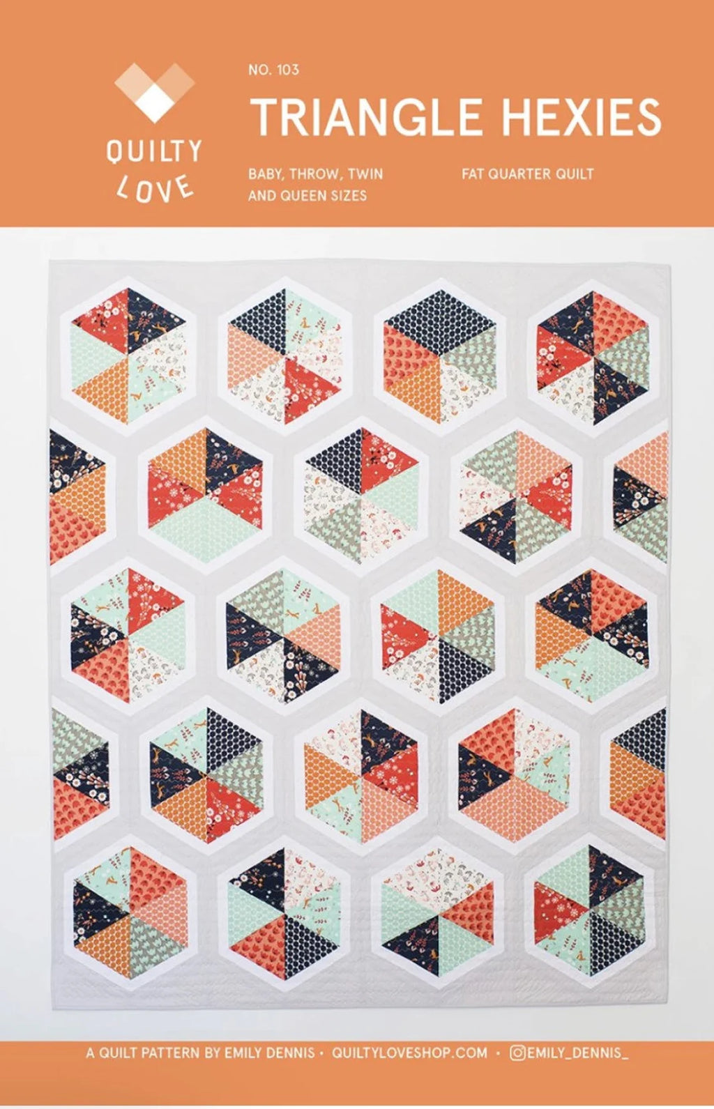 Triangle Hexies - Emily Dennis of Quilty Love - Paper Printed Pattern