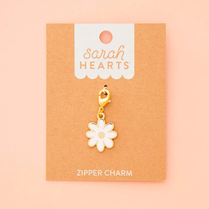 White Daisy Enamel Removable Zipper Charm