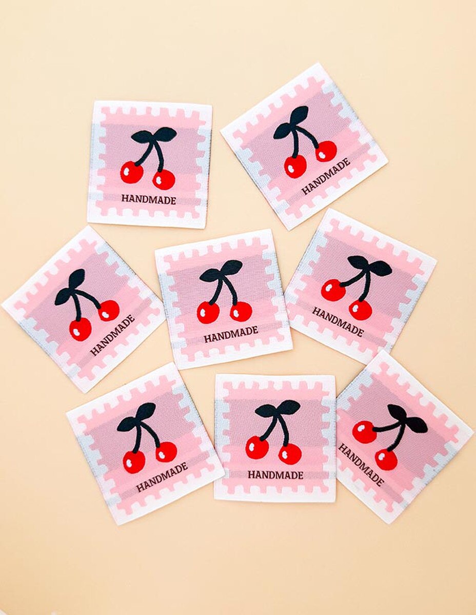 Woven Labels - Pink Cherries - Minki Kim
